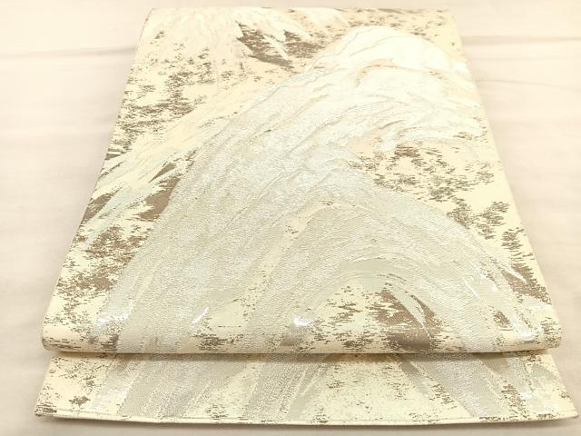 平和屋着物◎六通柄袋帯　重山文　銀糸　正絹　逸品　BAAU8143hv