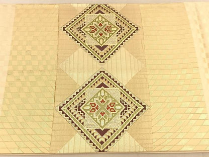 平和屋着物◎太鼓柄　京袋帯　唐織　菱文　金銀糸　正絹　逸品　BAAU8156hv