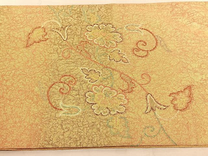 平和屋着物◎太鼓柄袋帯 唐織 花鳥文 金糸 正絹 逸品 BAAU8185hv