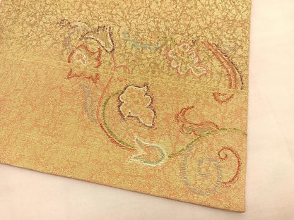 平和屋着物◎太鼓柄袋帯 唐織 花鳥文 金糸 正絹 逸品 BAAU8185hv