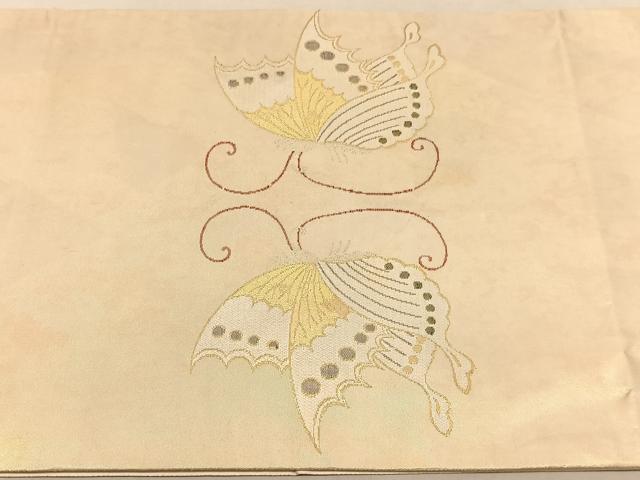 平和屋着物◎太鼓柄袋帯　舞蝶花房文　金銀糸　引箔　正絹　逸品　BAAU8192hv