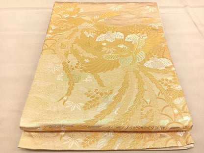 平和屋着物◎六通柄袋帯 唐織 桐鳳凰文 金銀糸 正絹 逸品 BAAU8197hv