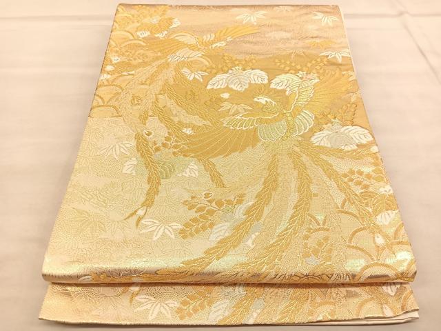 平和屋着物◎六通柄袋帯 唐織 桐鳳凰文 金銀糸 正絹 逸品 BAAU8197hv