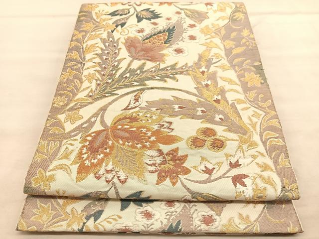 平和屋着物◎六通柄　本袋帯　唐織　更紗花文　金糸　正絹　逸品　BAAU8201hv