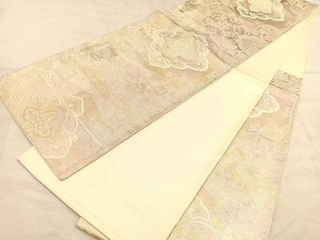 平和屋着物◎六通柄袋帯 飾花文 金銀糸 正絹 逸品 BAAU8202hv