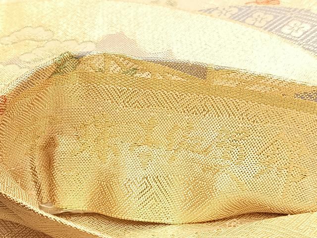 平和屋着物◎宝珠本佐賀錦　六通柄袋帯　飛鶴花文　九百錦　金糸　正絹　逸品　BAAU8248hv