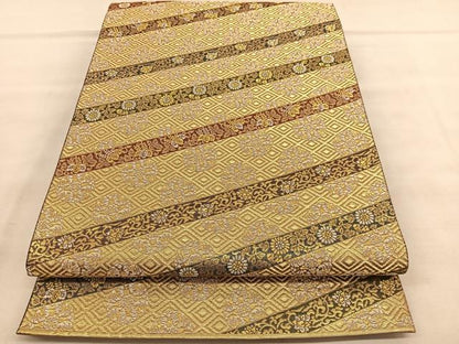 平和屋着物◎六通柄袋帯　唐織　蒔絵唐草文　金糸　正絹　逸品　BAAU8252hv