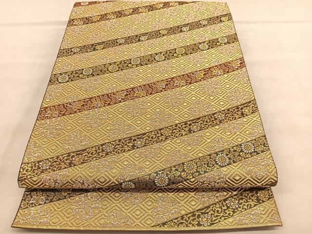 平和屋着物◎六通柄袋帯　唐織　蒔絵唐草文　金糸　正絹　逸品　BAAU8252hv