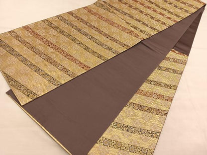 平和屋着物◎六通柄袋帯　唐織　蒔絵唐草文　金糸　正絹　逸品　BAAU8252hv