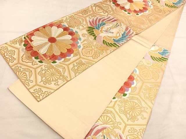 平和屋着物◎六通柄袋帯　唐織　鳳凰花文　金銀糸　正絹　逸品　BAAU8254hv
