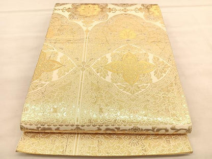 平和屋着物◎六通柄袋帯　飾花文　金糸　正絹　逸品　BAAU8274hv