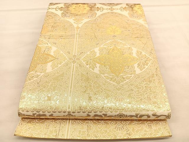 平和屋着物◎六通柄袋帯　飾花文　金糸　正絹　逸品　BAAU8274hv