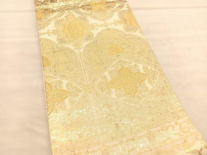 平和屋着物◎六通柄袋帯　飾花文　金糸　正絹　逸品　BAAU8274hv