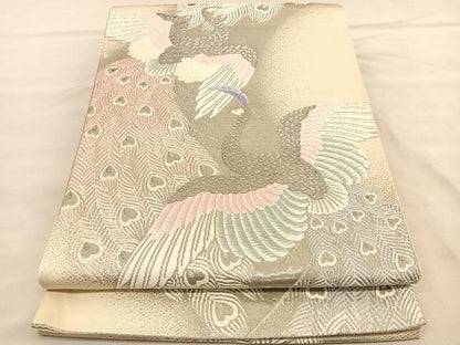 平和屋着物◎六通柄袋帯　唐織　天平孔雀文　プラチナ箔　正絹　逸品　BAAU8298hv