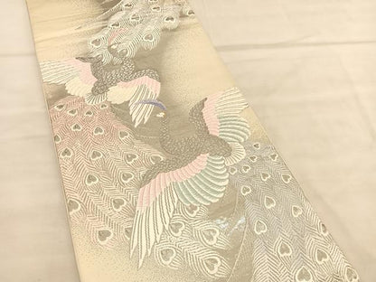 平和屋着物◎六通柄袋帯　唐織　天平孔雀文　プラチナ箔　正絹　逸品　BAAU8298hv