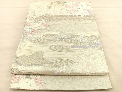 平和屋着物◎六通柄袋帯　唐織　京百景　龍安寺　プラチナ箔　正絹　逸品　BAAU8312hv