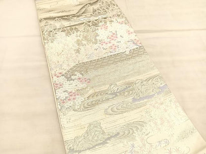 平和屋着物◎六通柄袋帯　唐織　京百景　龍安寺　プラチナ箔　正絹　逸品　BAAU8312hv