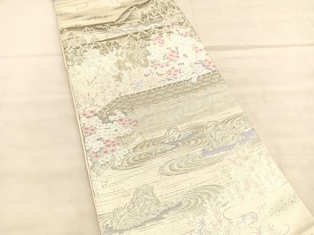 平和屋着物◎六通柄袋帯　唐織　京百景　龍安寺　プラチナ箔　正絹　逸品　BAAU8312hv