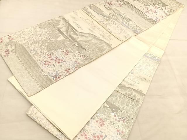 平和屋着物◎六通柄袋帯　唐織　京百景　龍安寺　プラチナ箔　正絹　逸品　BAAU8312hv