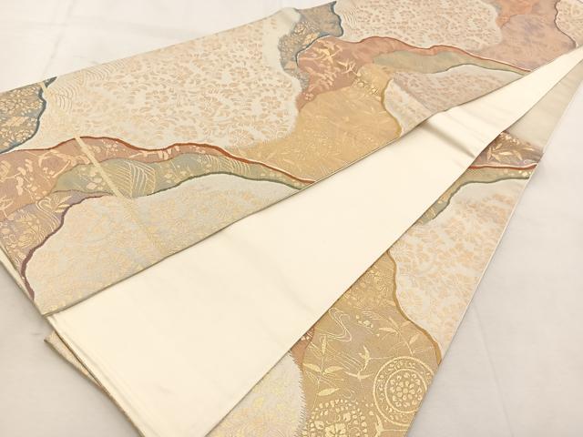 平和屋着物◎六通柄袋帯　唐織　道長歌仙文　金銀糸　正絹　逸品　BAAU8408yc