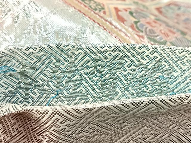 平和屋着物◎本佐賀錦　六通柄袋帯　和本菊江文　金銀糸　正絹　逸品　BAAU8416yc