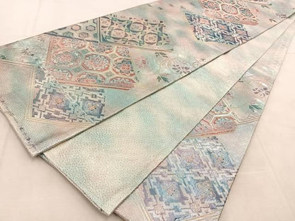 平和屋着物◎本佐賀錦　六通柄袋帯　和本菊江文　金銀糸　正絹　逸品　BAAU8416yc