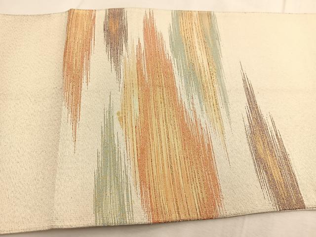 平和屋着物◎太鼓柄袋帯　綴れ　重ね山文　金糸　正絹　逸品　BAAU8419yc