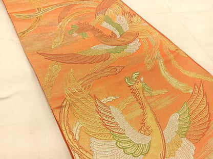 平和屋着物◎六通柄袋帯　やまとオリジナル　正倉院鳳凰　金銀糸　正絹　逸品　BAAU8443yc