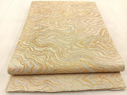平和屋着物◎六通柄　京袋帯　本袋帯　墨流し文様　金銀糸　正絹　逸品　BAAU8445yc