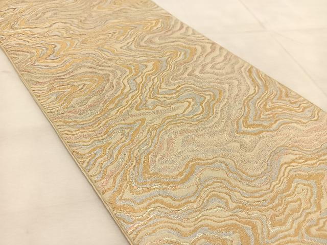 平和屋着物◎六通柄　京袋帯　本袋帯　墨流し文様　金銀糸　正絹　逸品　BAAU8445yc