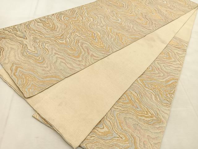 平和屋着物◎六通柄　京袋帯　本袋帯　墨流し文様　金銀糸　正絹　逸品　BAAU8445yc