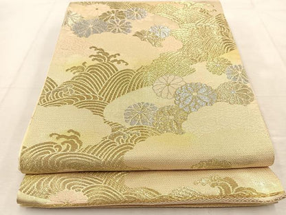 平和屋着物◎六通柄袋帯　雲取り菊水文　金銀糸　BAAU8446yc