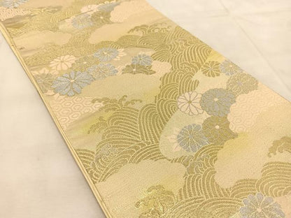 平和屋着物◎六通柄袋帯　雲取り菊水文　金銀糸　BAAU8446yc