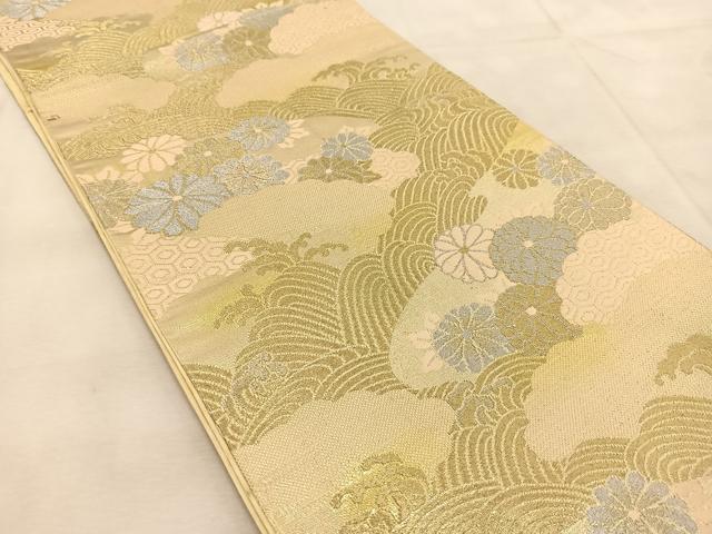 平和屋着物◎六通柄袋帯　雲取り菊水文　金銀糸　BAAU8446yc