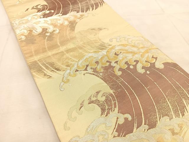 平和屋着物◎六通柄袋帯　立波文　金銀糸　引箔　正絹　逸品　BAAU8449yc