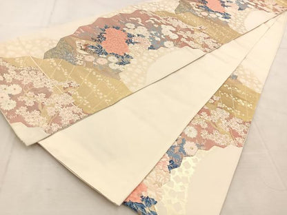 平和屋着物◎六通柄袋帯　唐織　桃山四季花鳥文　金銀糸　正絹　逸品　BAAU8474yc