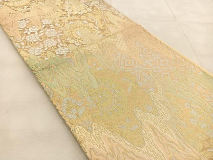 平和屋着物◎六通柄袋帯　鳳凰更紗花文　金銀糸　正絹　逸品　BAAU8480yc