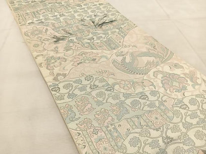 平和屋着物◎六通柄袋帯　九百　唐草鳳凰文様　正絹　逸品　BAAU8481yc
