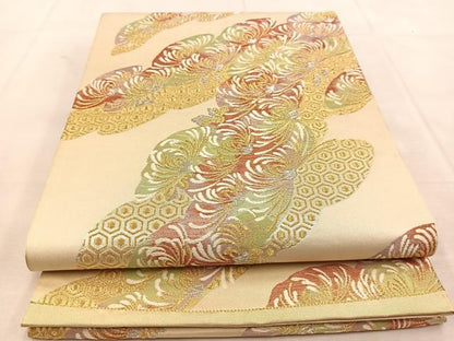 平和屋着物◎六通柄袋帯　唐織　乱菊　金銀糸　正絹　逸品　BAAU8482yc