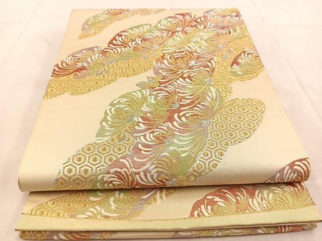 平和屋着物◎六通柄袋帯　唐織　乱菊　金銀糸　正絹　逸品　BAAU8482yc