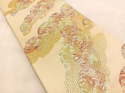 平和屋着物◎六通柄袋帯　唐織　乱菊　金銀糸　正絹　逸品　BAAU8482yc