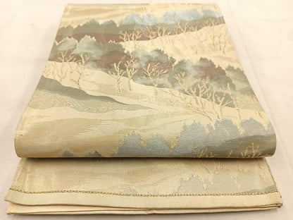 平和屋着物◎六通柄袋帯　木立　金銀糸　正絹　逸品　BAAU8504yc