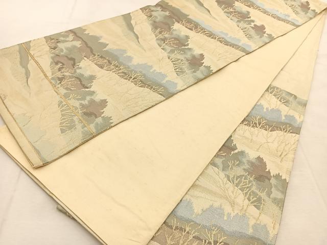 平和屋着物◎六通柄袋帯　木立　金銀糸　正絹　逸品　BAAU8504yc