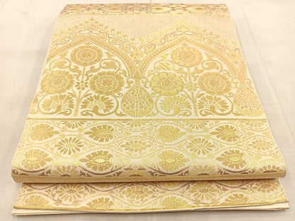 平和屋着物◎六通柄 本袋帯 更紗 金糸 正絹 逸品 BAAU8507yc