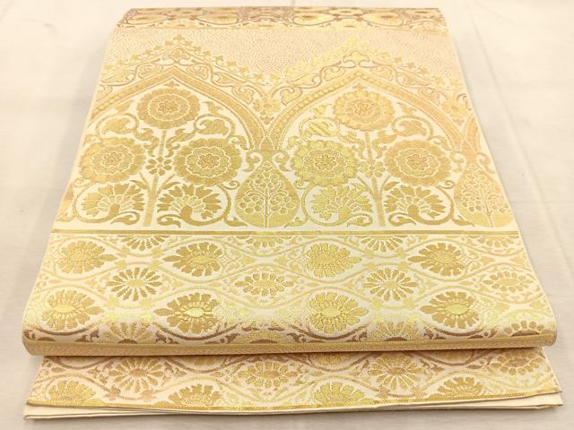平和屋着物◎六通柄 本袋帯 更紗 金糸 正絹 逸品 BAAU8507yc