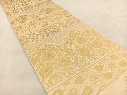 平和屋着物◎六通柄 本袋帯 更紗 金糸 正絹 逸品 BAAU8507yc