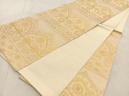 平和屋着物◎六通柄 本袋帯 更紗 金糸 正絹 逸品 BAAU8507yc