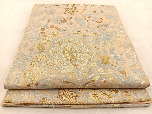 平和屋着物◎六通柄 本袋帯 正絹錦 更紗 金銀糸 正絹 逸品 BAAU8511yc