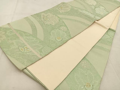 平和屋着物◎六通柄袋帯　唐織　更紗青海波　金銀糸　正絹　逸品　BAAU8515yc