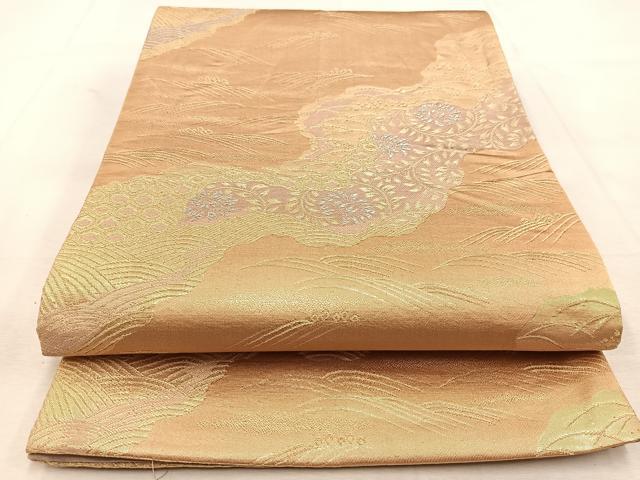 平和屋着物◎六通柄袋帯 道長吉祥花文 金銀糸 正絹 逸品 BAAU8532yc